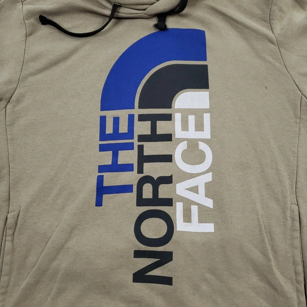 The North Face Hoodie Mens XL Beige Pullover Hooded Fleece Graphic Logo